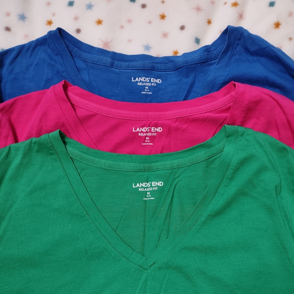 Lot of 3 Lands End supima cotton tees size M